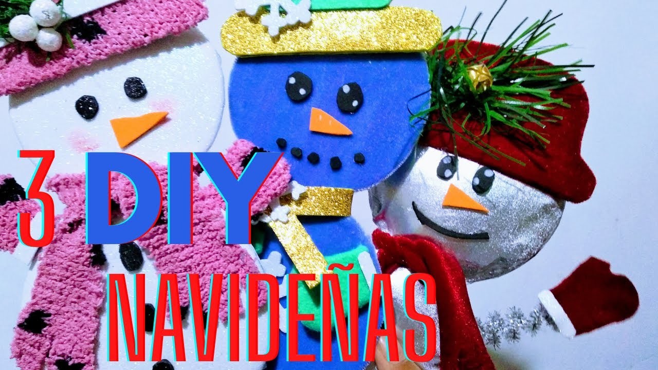 3 HERMOSAS IDEAS NAVIDEÑAS  DE MUÑECOS DE NIEVE 2022.Manualidades Recicladas.fáciles paso a paso