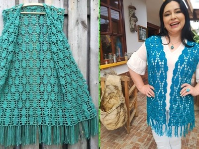Chaleco "Hojitas" para Todas las Tallas #tutorial  a  #crochet