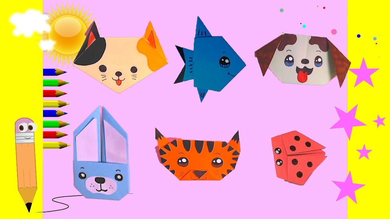 DIY  KAWAII Manualidades con papel. 6 lindos Animales de Origami fácil