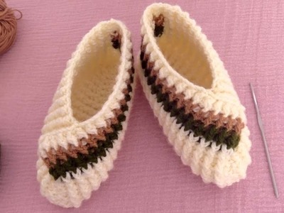 IMAGINA lo Fácil que es hacer Pantuflas Zapatos a Crochet en Todas las Tallas