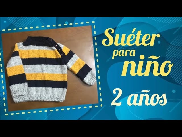 Suéter de franjas para niño de 2 años en dos agujas