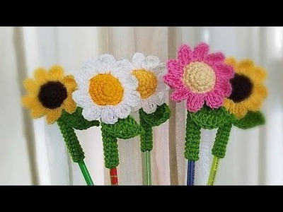 Flor a crochet (para bolígrafo) fácil y rápido de hacer quedan hermosos #parati #suscribete