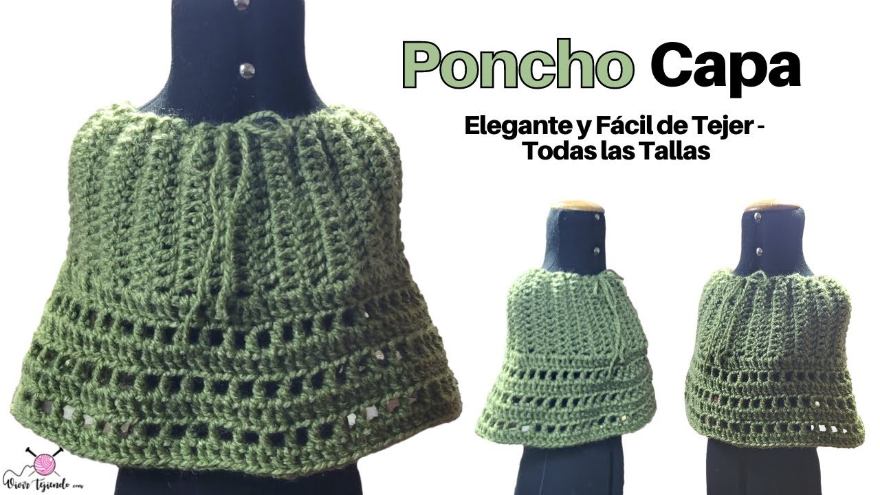 Poncho Mujer versión FÁCIL a Crochet – Curso online de tejidos fáciles a Ganchillo