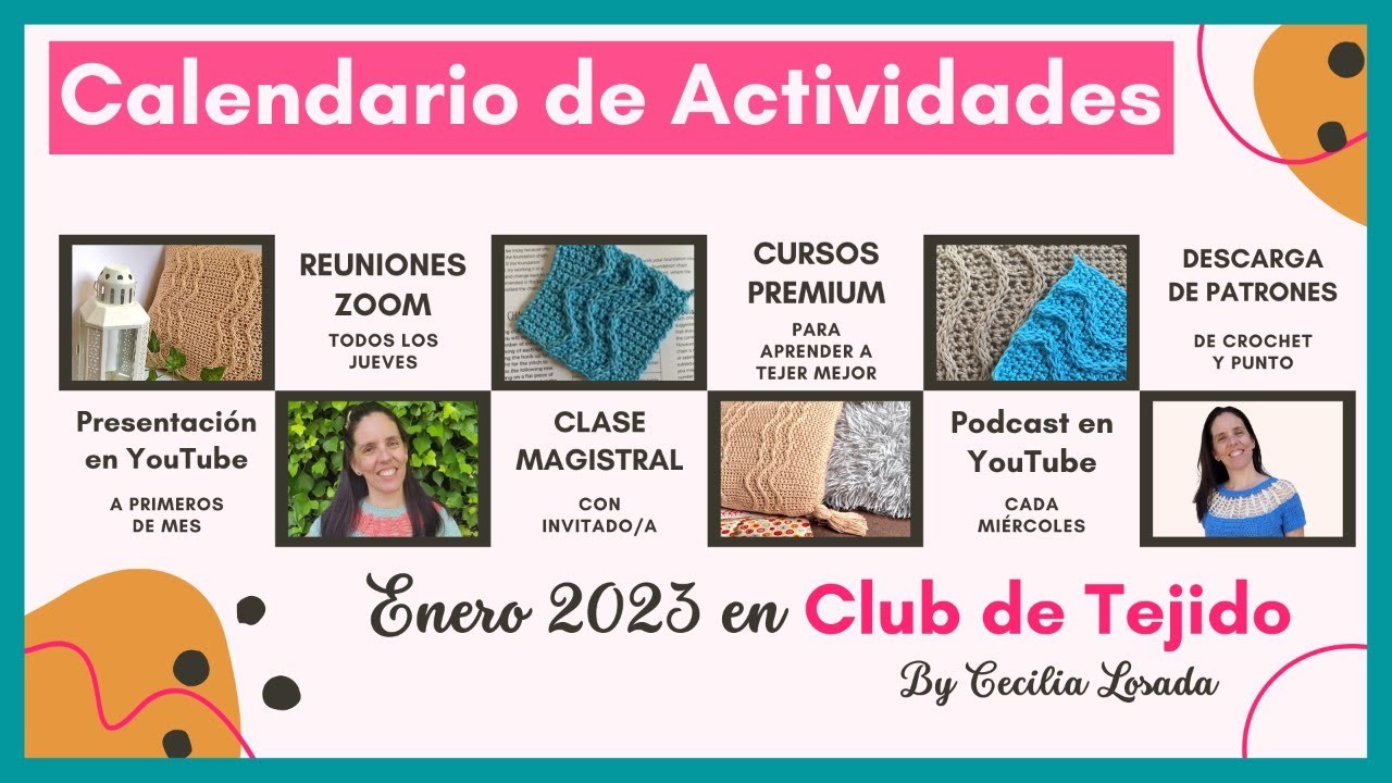 CALENDARIO ENERO 2023 DE CLUB DE TEJIDO, el CLUB más tejeril del universo #clubdetejido