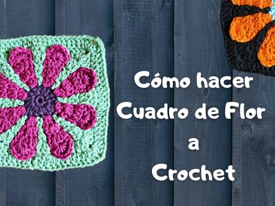 Cómo hacer Cuadro de Flor a Crochet para colchas, bolsos. Tutorial ganchillo#crochet #ganchillo