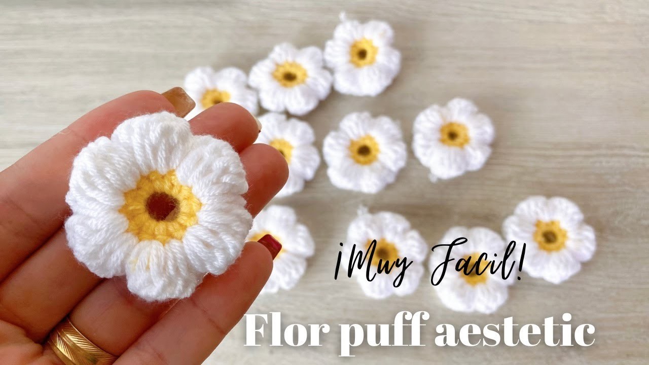 Flores puff aestetic a crochet ganchillo MUY FACIL