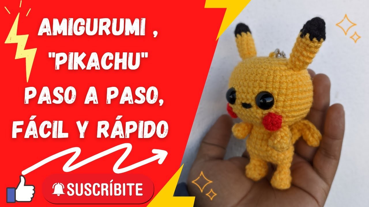 Llavero Amigurumi Pikachu mini funko, paso a paso, fácil y rápido, tutorial crochet