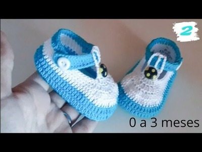 Zapatitos a crochet facil de realizar. (parte 2). 0 a 3 meses.