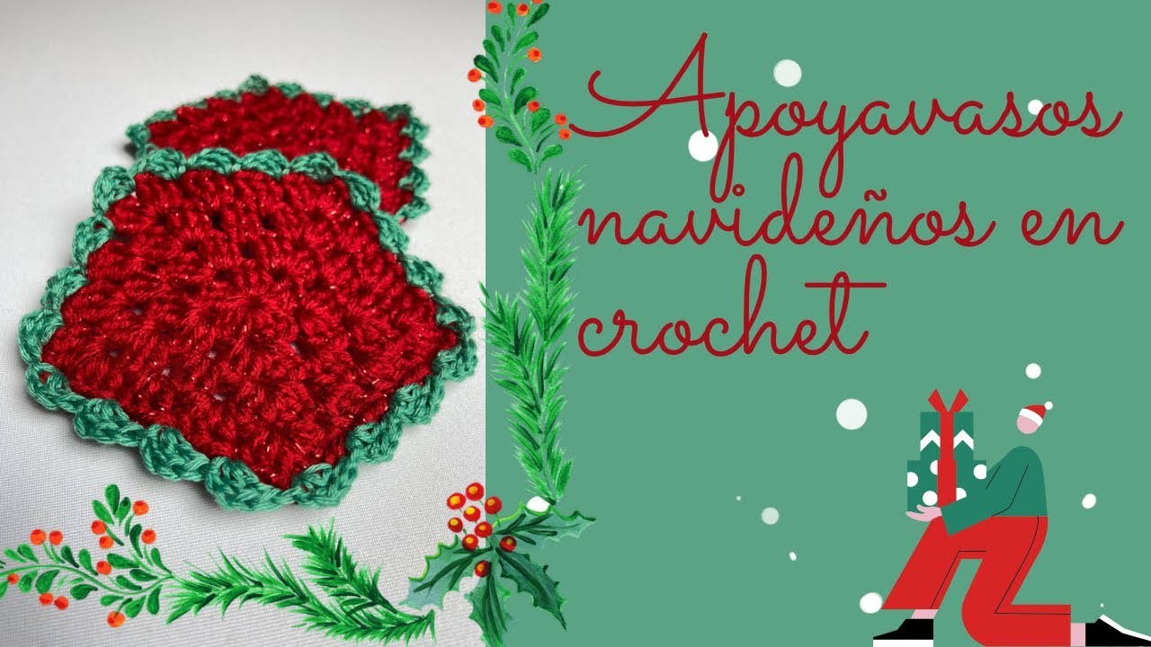 Crochet: apoyavasos navideños en crochet en menos de una hora. Handmade Crochet coaster