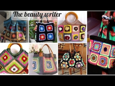 Hermosos diseños de bolso.bolso de hombro.bolso estilo boho multicolor de ganchillo2023