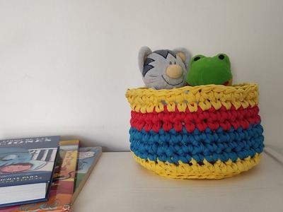 Patrón gratis para tejer un cesto sencillo a crochet. aprende a tejer. ganchillo fácil