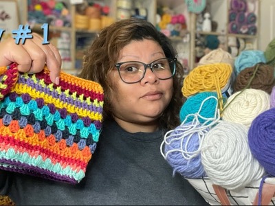 Cobija a crochet 2023 Scrappy blanket  Dia 7 selecionando los colores #scrapyard #crocheting