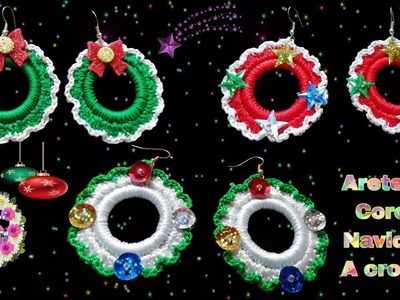 ????Aretes de corona navideña y crochet. Paso a paso. #navidad #coronanavideña #tejido #crochet ????????⛄