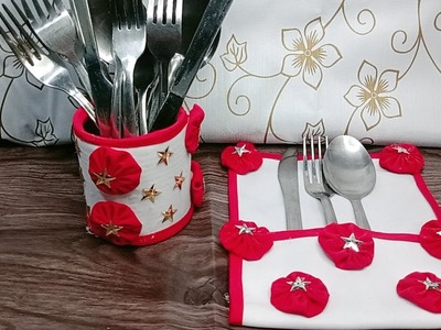 Porta Cubiertos' dos maneras faciles de hacer, con tela que tengas en casa, te va a encantar.