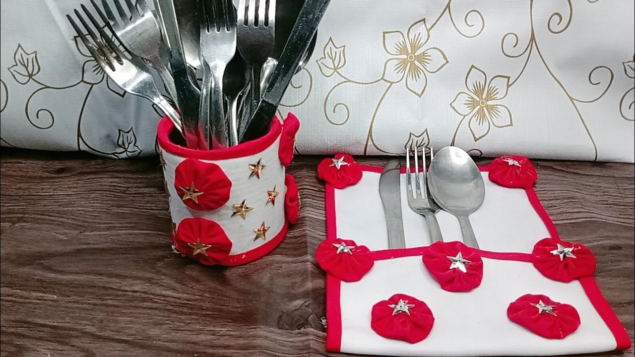 Porta Cubiertos' dos maneras faciles de hacer, con tela que tengas en casa, te va a encantar.
