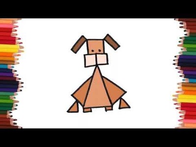 Cómo dibujar un Perro usando figuras geometricas facil para niños