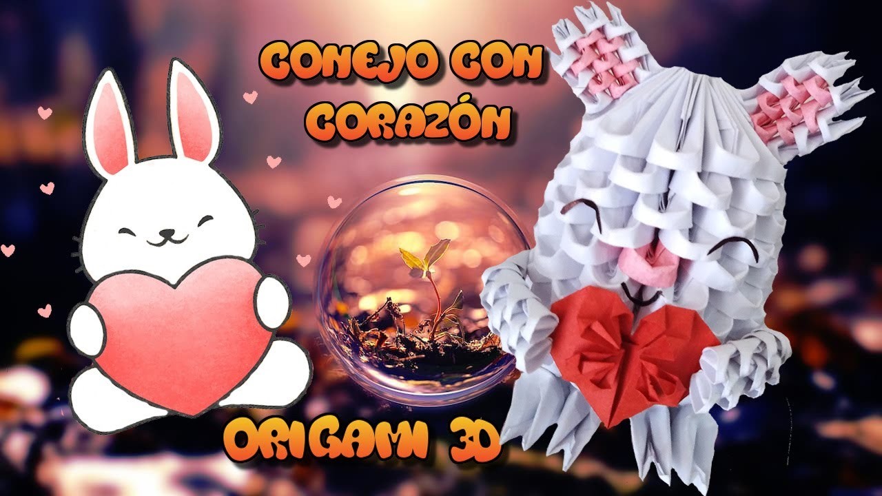 Conejo con corazón de Origami 3d.Fácil y rápido, en español  | Tutorial Completo