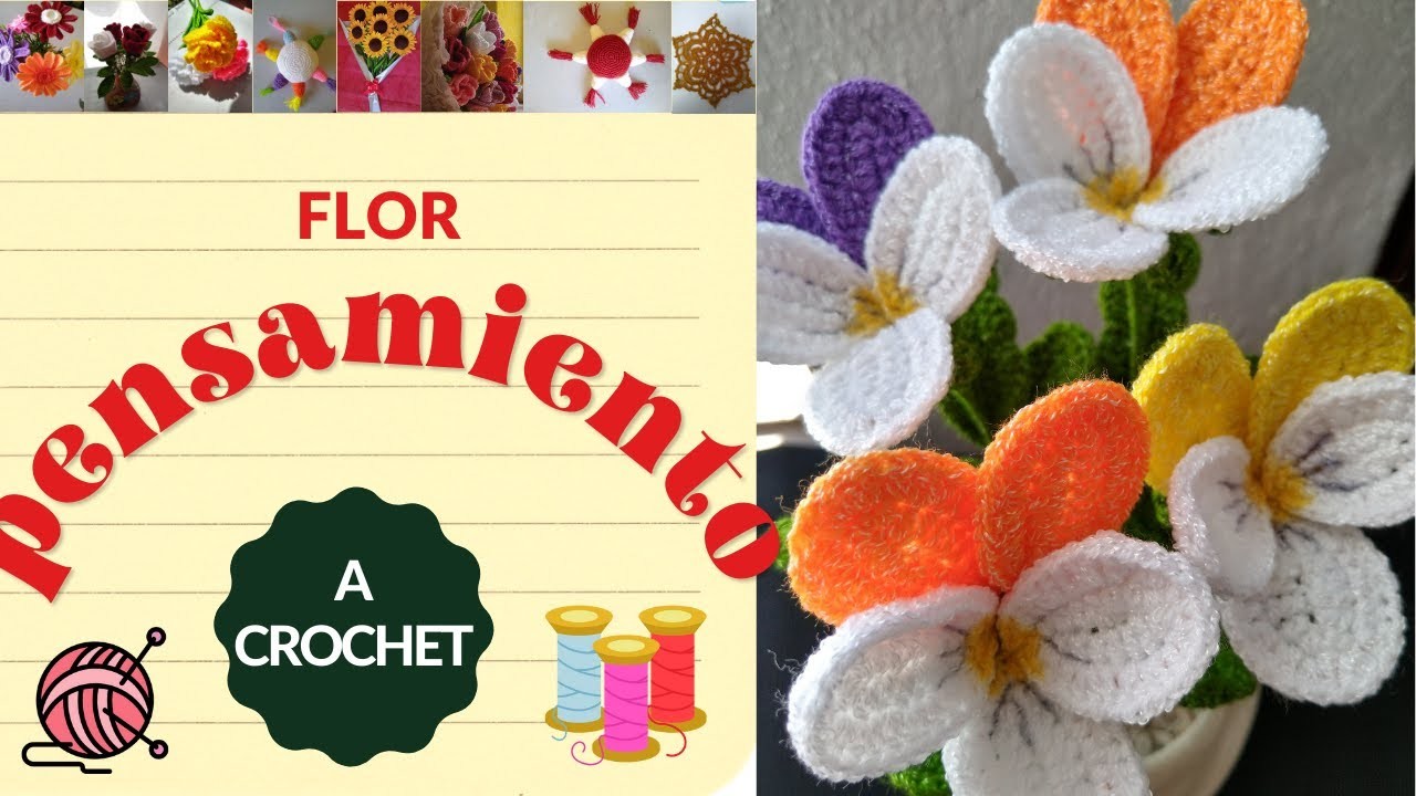 Flor de Pensamiento a Crochet. Planta