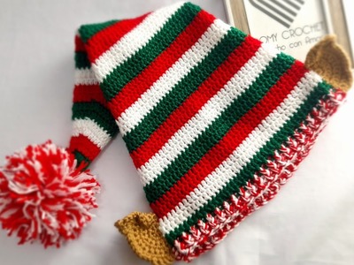 ???? Gorro de Navidad ⛄️ Duende o Elfo, tejido a crochet para Niño de 8 años - paso a paso