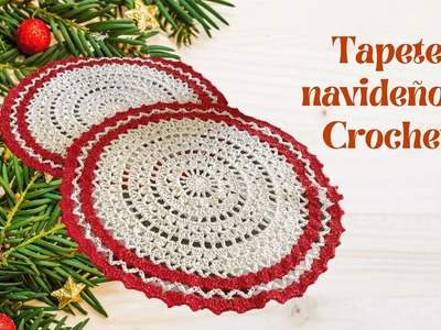 Tapete navideño tejido a Crochet, facil de realizar!