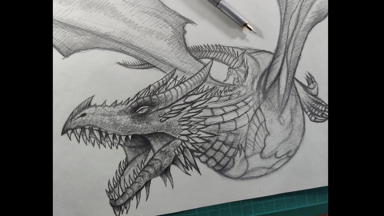 Cómo Dibujar un Dragón a Lápiz Paso a Paso FÁCIL - Balerion