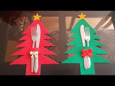 Hermosa idea de PORTA CUBIERTOS NAVIDEÑOS para decorar la mesa de Navidad????????????. By: Cecy