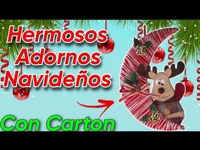 3 Hermosos Adornos Navideños Con CARTON - manualidades navideñas con carton   navidad 2022