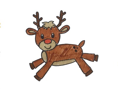 Como dibujar un lindo reno | Cómo dibujar Animales para niños