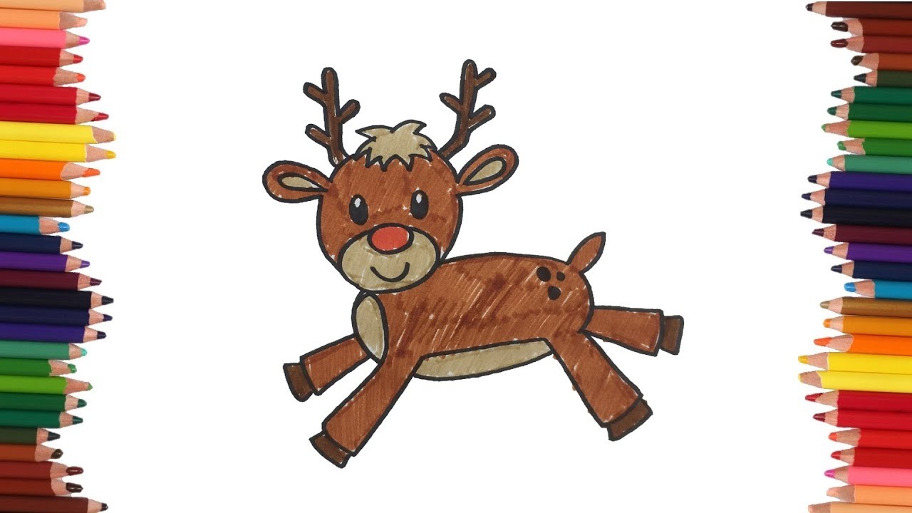Como dibujar un lindo reno | Cómo dibujar Animales para niños