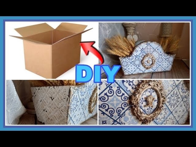 ♻️DIY. ORGANIZADOR CON CAJA DE CARTÓN RECICLADO. Recycled Cardboard Organizer Box!