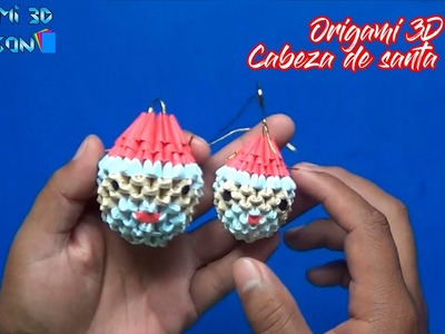 Origami 3D Cabeza de santa claus