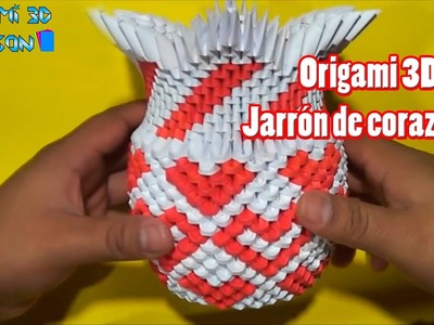 Origami 3D   Jarrón de corazones
