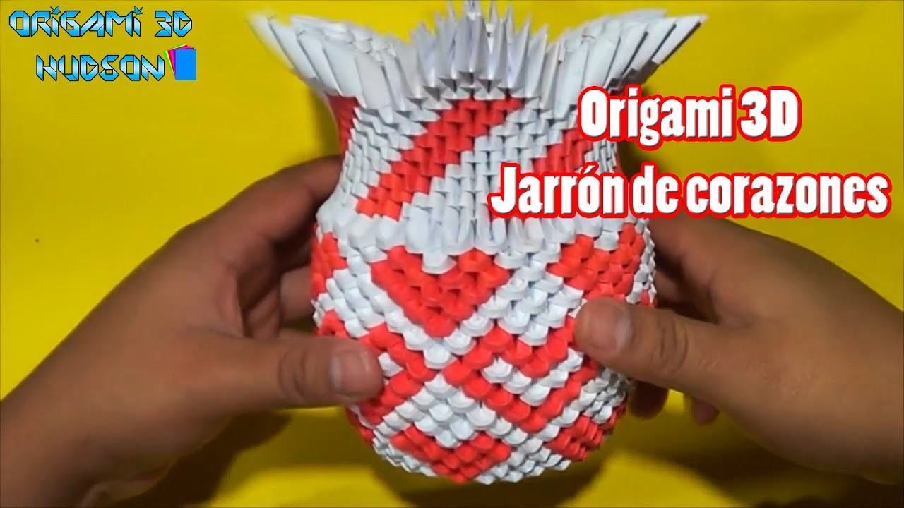 Origami 3D   Jarrón de corazones
