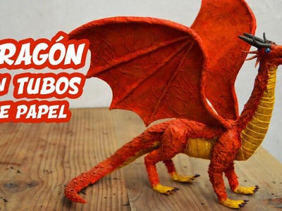 Cómo hacer un DRAGON DE CARTÓN con tubos de papel ???? #dragon de #papel Fácil y rápido