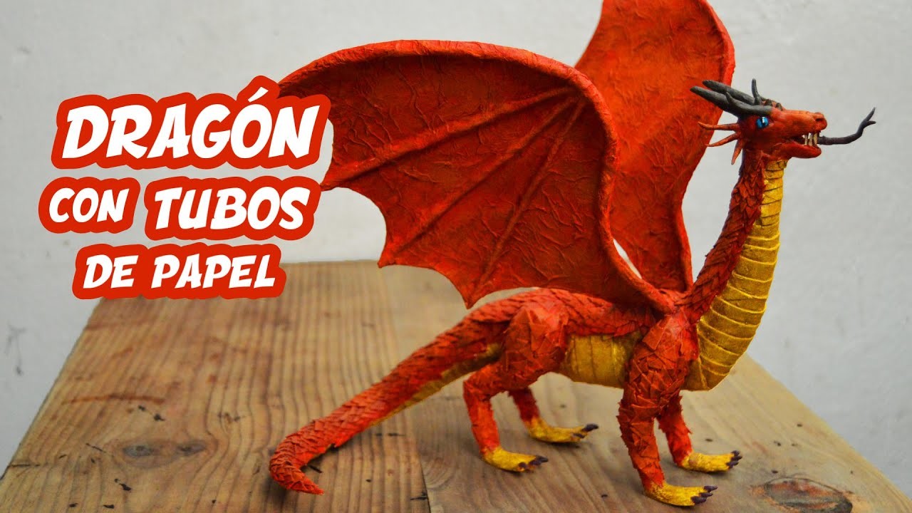 Cómo hacer un DRAGON DE CARTÓN con tubos de papel ???? #dragon de #papel Fácil y rápido