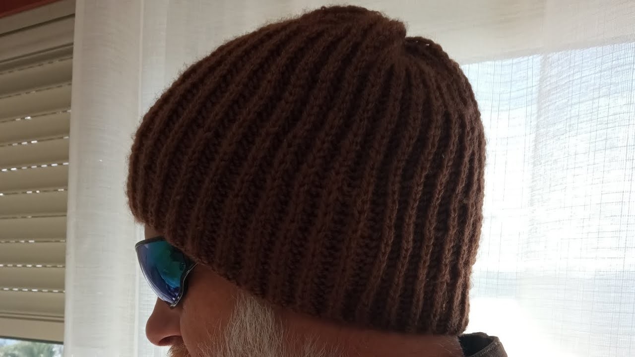 Gorro para hombre muy facil de tejer