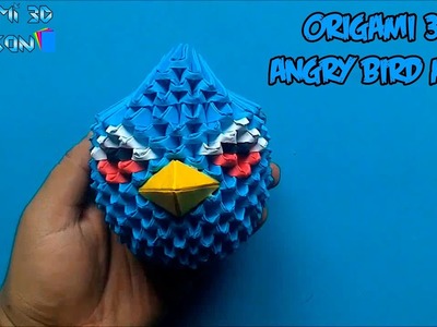 Origami 3D Angry birds azul