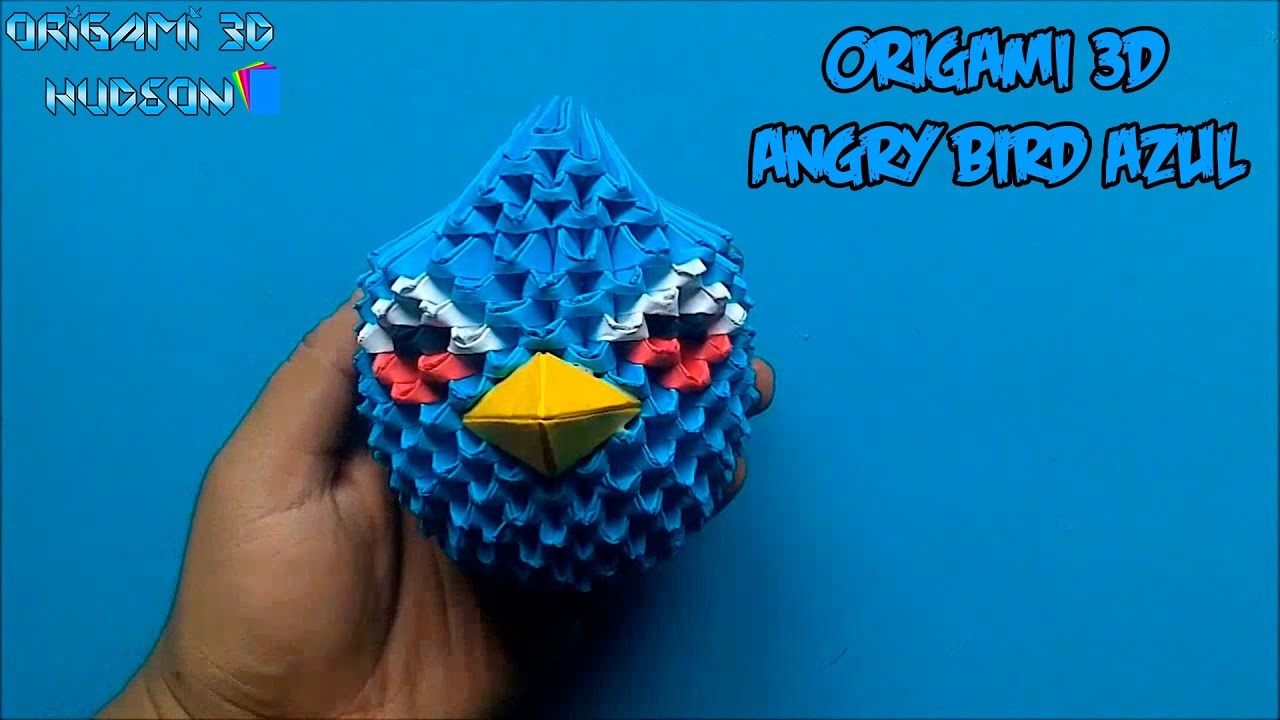 Origami 3D Angry birds azul