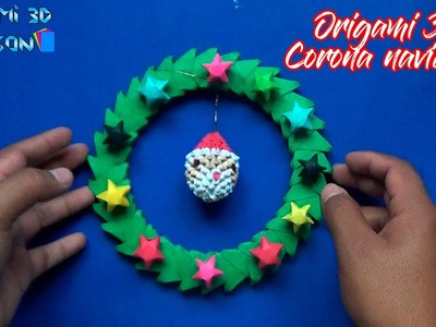 Origami 3D Corona navideña