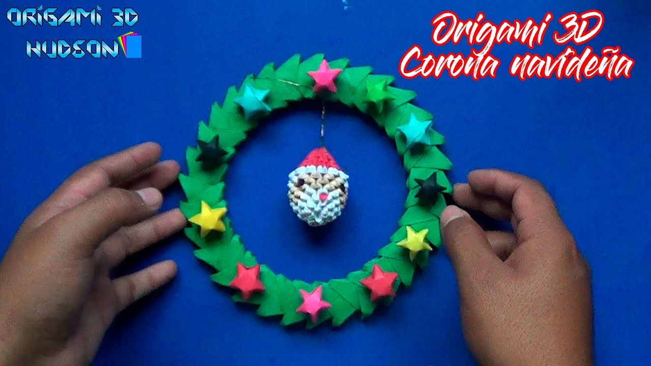 Origami 3D Corona navideña