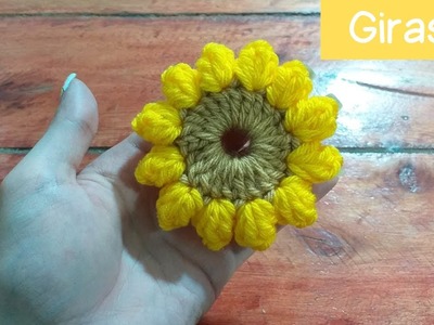 Tejé en Crochet Aplique Girasol - Paso a Paso
