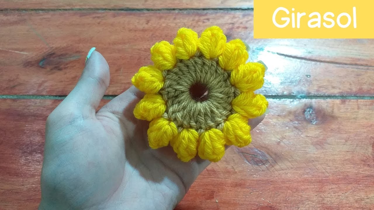 Tejé en Crochet Aplique Girasol - Paso a Paso