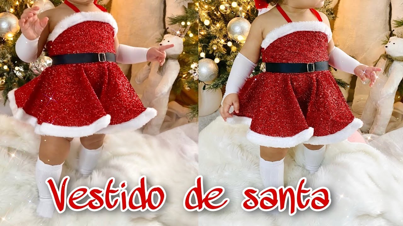 Vestido de Santa Claus para niñas muy fácil de hacer y económico