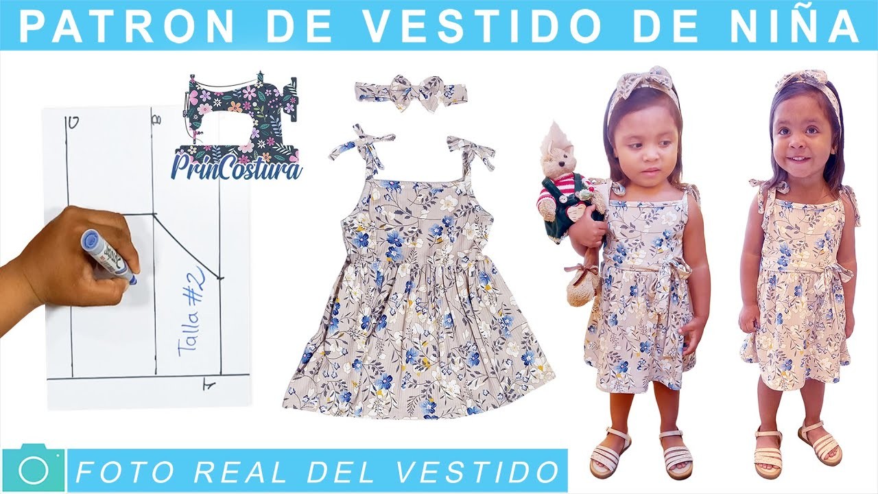 Como hacer un VESTIDO DE NIÑA TALLA #2 - patronaje y como hacerlo en la máquina de coser