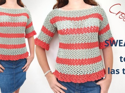 Cómo tejer Sweater o jersey a crochet en todas las tallas