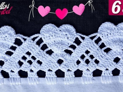 Orilla fácil de corazones para servilletas a crochet (tutorial paso a paso) | Principiantes ???????? 653