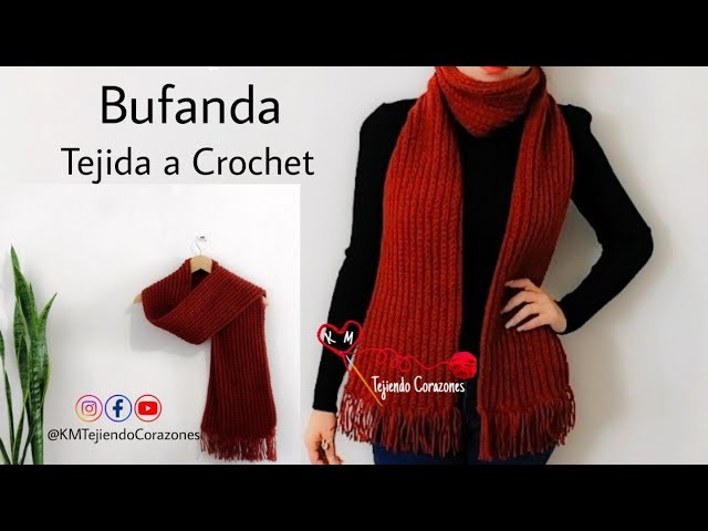 BUFANDA A CROCHET (UNISEX) SÚPER FÁCIL Y RÁPIDO DE TEJER! PARA TODA LA FAMILIA.