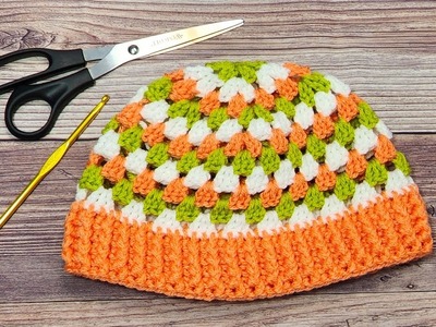 GORRO A CROCHET EN DOS DIFERENTES PUNTADAS. #crochet #knitting #yarn #tejido