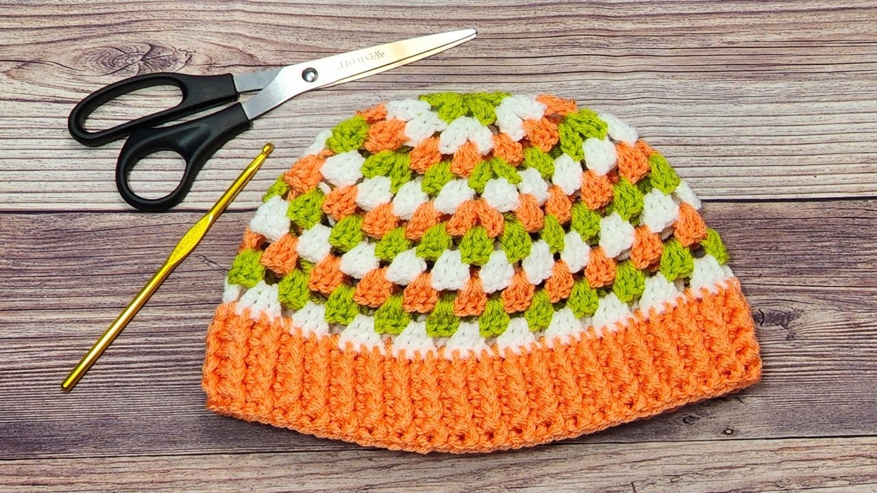 GORRO A CROCHET EN DOS DIFERENTES PUNTADAS. #crochet #knitting #yarn #tejido