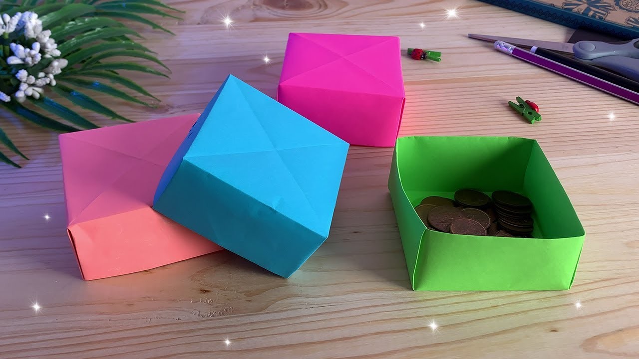Como hacer una caja de papel sin pegamento [Origami facil]